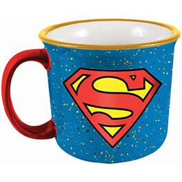 Spoontiques - DC Comics Superman Logo Ceramic Camper Mug 14 ounce - Blue