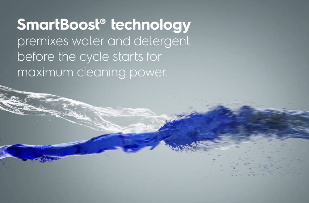 SmartBoost technology premixes water and detergent before the cycle starts for maximum cleaning power.