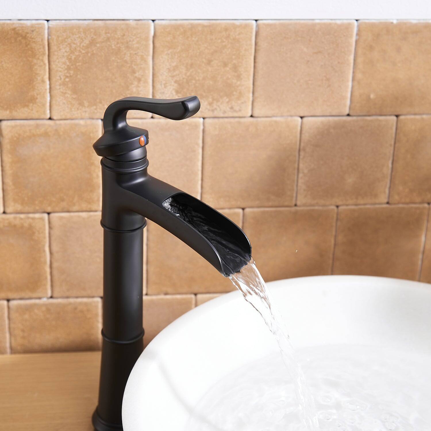 Alt View 10. Boyel Living - Waterfall Single Handle Single Hole Vessel Bathroom Faucet with Pop-up Drain in Matte Black - Matte Black.