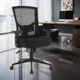 HTUTWOO - Big and Tall Office Chair -600lbs Capacity, Lumbar Support,Ergonomic Mesh Desk Chair,Widen 3D Cushion for Reading Gaming - Black