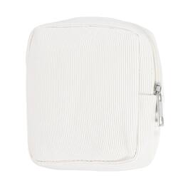Unique Bargains - Portable Corduroy Period Bag for Women, Cute Zippered Pouch for Sanitary Towel Storage Travel - Beige