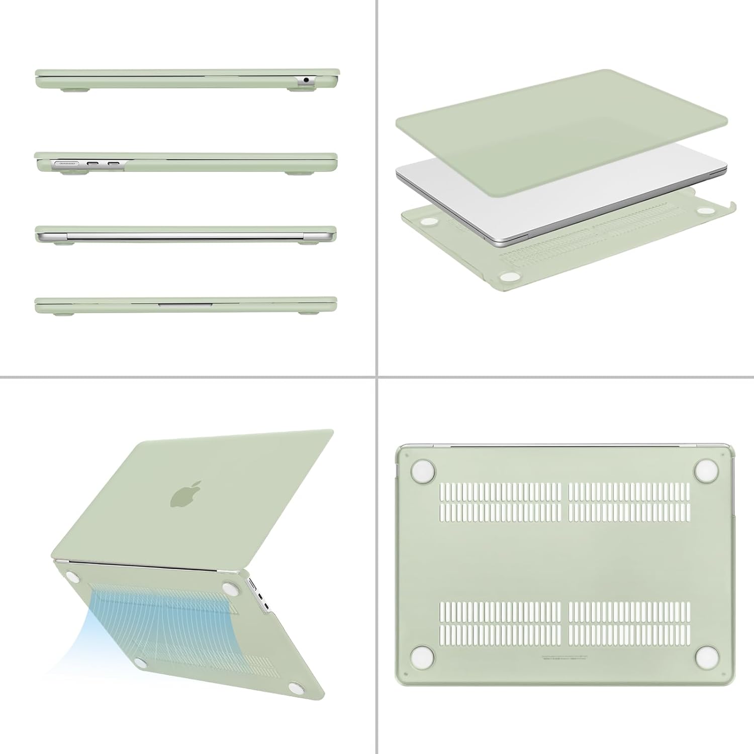 Alt View 1. mosiso - Case for MacBook Air 13 inch M5 M4 M3 M2 A3449 A3240 A3113 A2681 (2022-2026) - Sage Green.