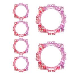 Unique Bargains - 6pcs Mini Vintage Picture Frames, 2in Resin Glow-in-dark Glitter Diamond Tiny Photo Frame Square for DIY - Rose Red Purple