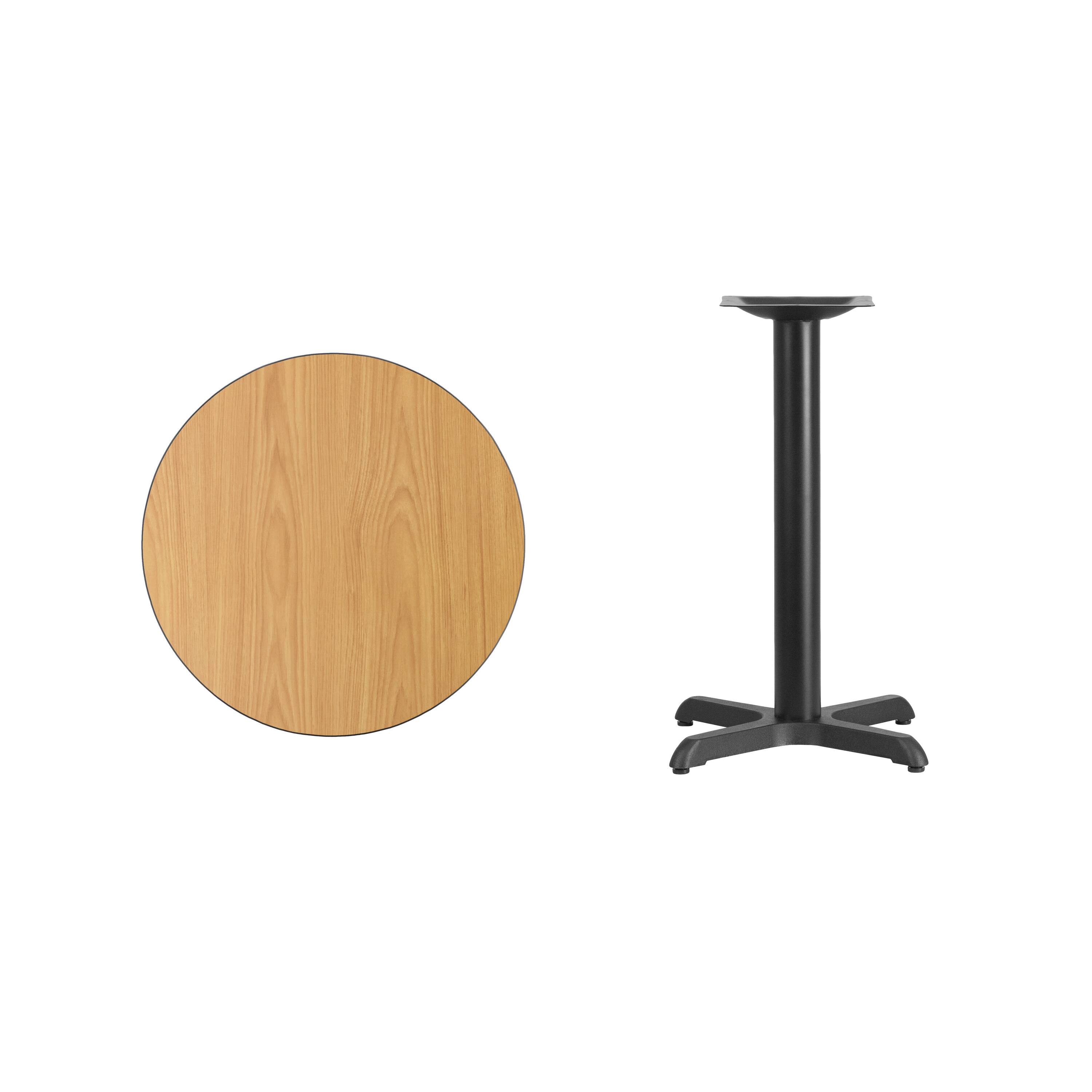 Alt View 2. Emma + Oliver - 24" Round Laminate Table Top with 22"x22" Table Height Base - Natural.