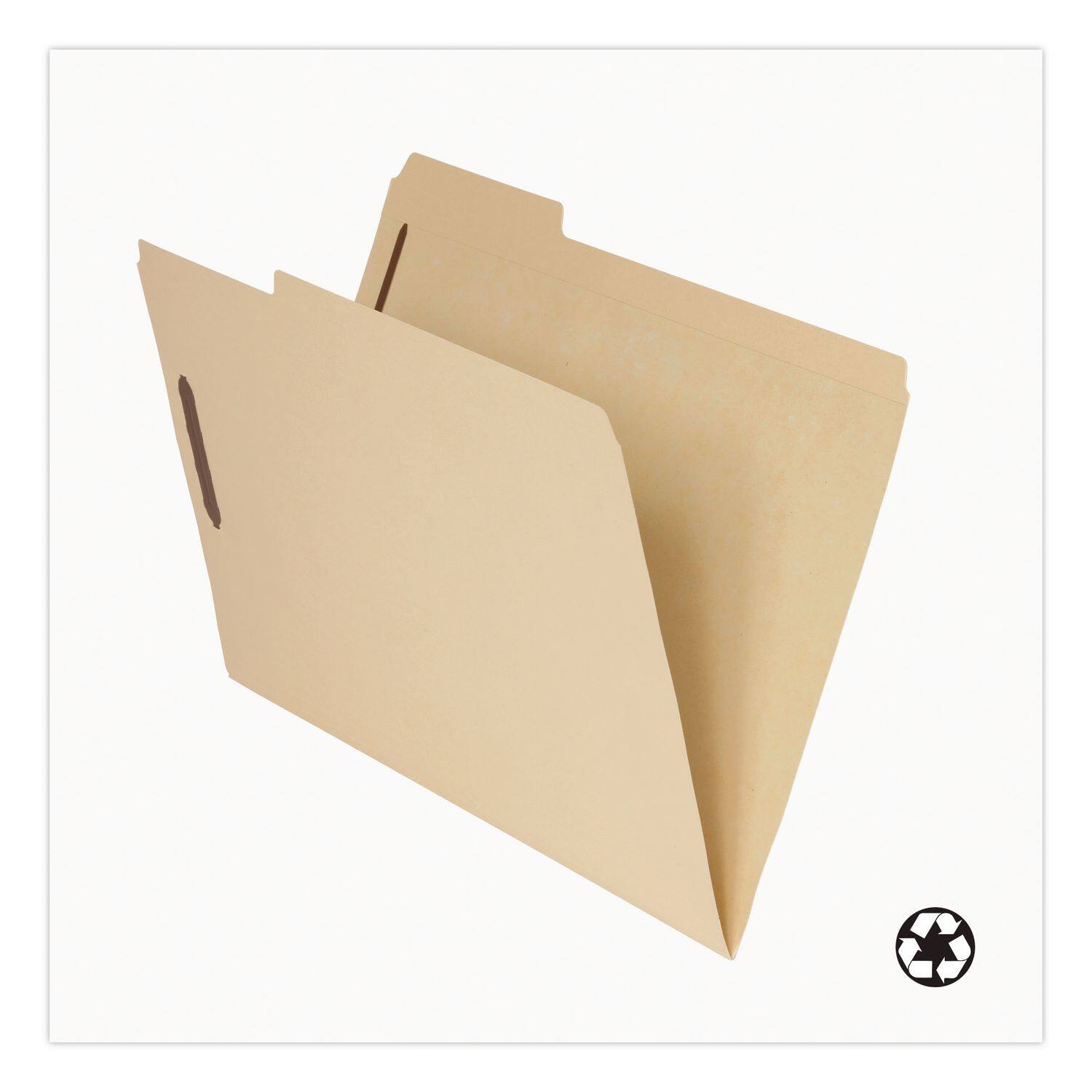 Left. Tops Business Forms - REMOVE - Tob Tab Fastener Folders, 1/3-Cut Tabs: Assorted, 2" Expansion, 2 Fasteners, Legal Size, Manila Exterior, 5/Box.