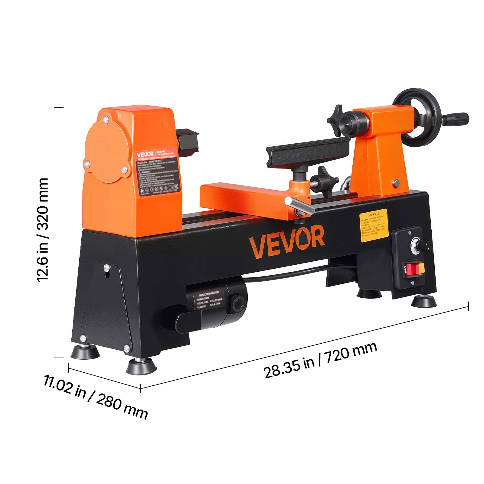 mm 320 / in 12.6  
VEVOR  
4493  
VEVOR  

11.02 in / 280 mm  
720 mm / 28.35 in
