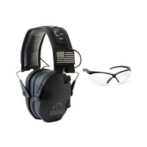 Left. WAO - Walker's Razor Slim Electronic Hearing Muffs (Camo) and Shooting Glasses Kit - Black.