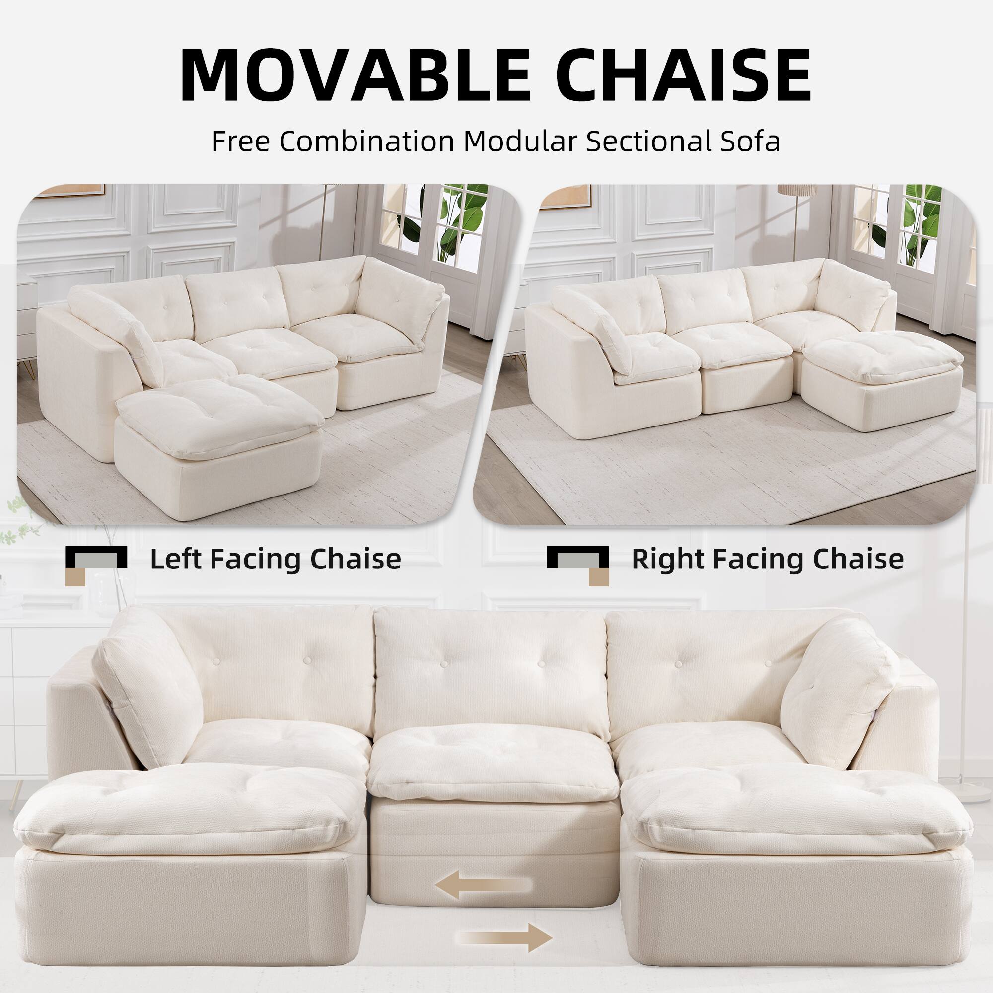 MOVABLE CHAISE  
Free Combination Modular Sectional Sofa  

Left Facing Chaise  
Right Facing Chaise