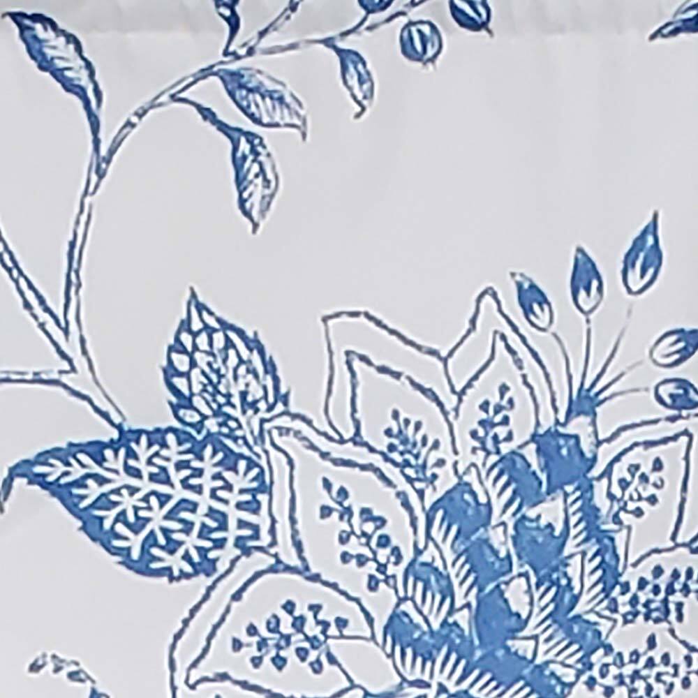 Left. RLF Home - RLF Home Natalia Regal Valance High Quality Window Treatment 3" Rod Pocket 50" x 17" Cyan Blue/White - Cyan blue white.