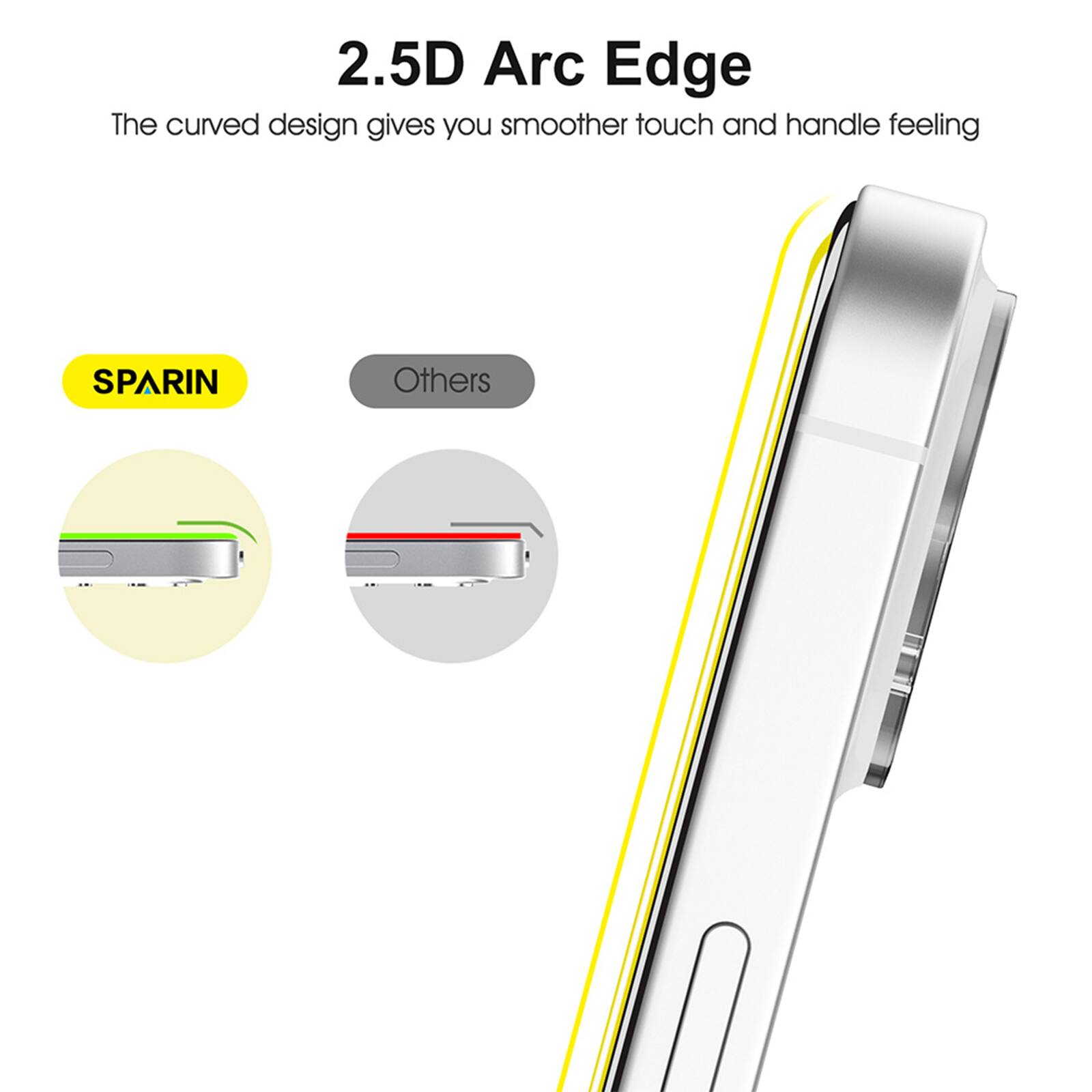 2.5D Arc Edge
The curved design gives you smoother touch and handle feeling
SPARIN
Others