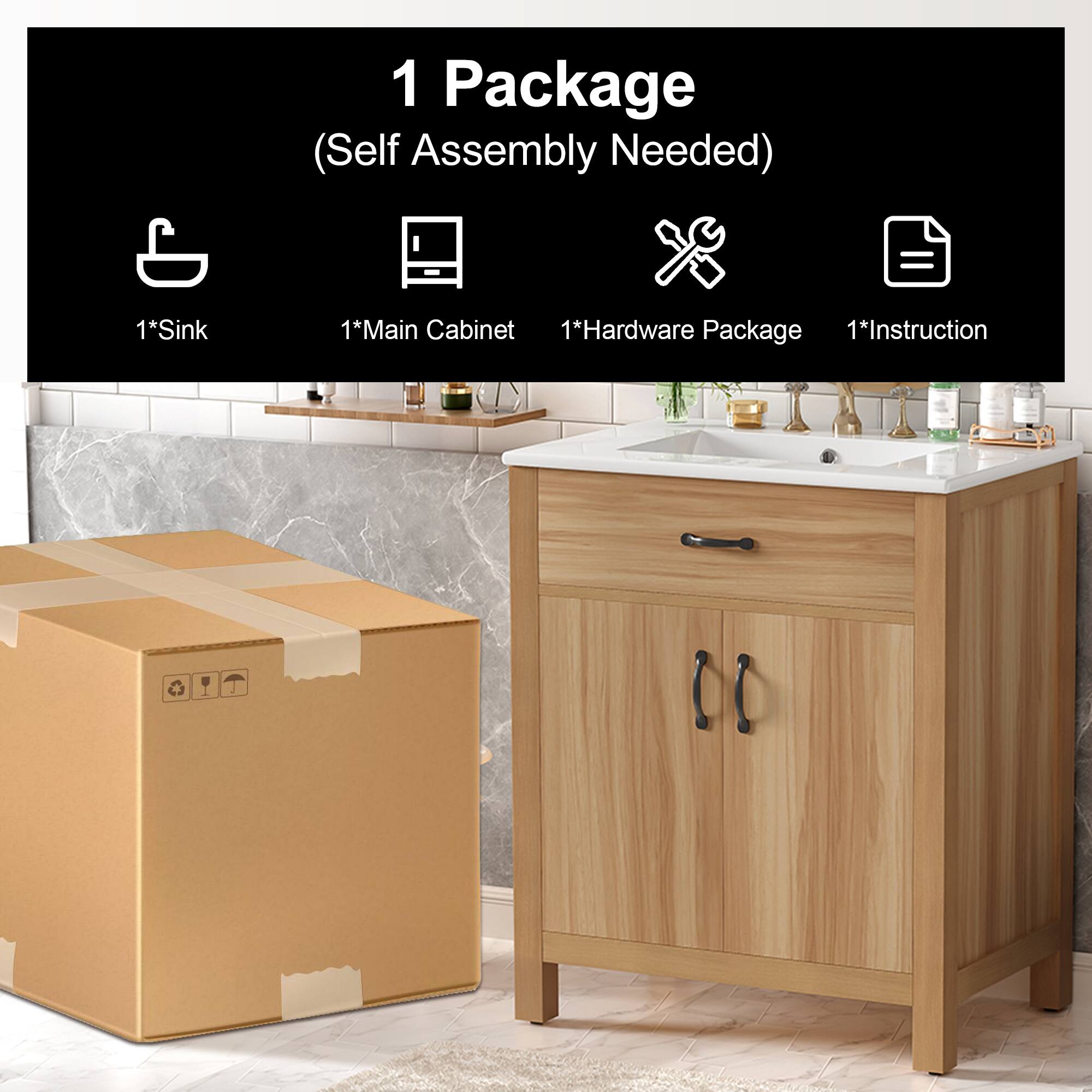 1 Package (Self Assembly Needed)  
1*Sink  
1*Main Cabinet  
1*Hardware Package  
1*Instruction