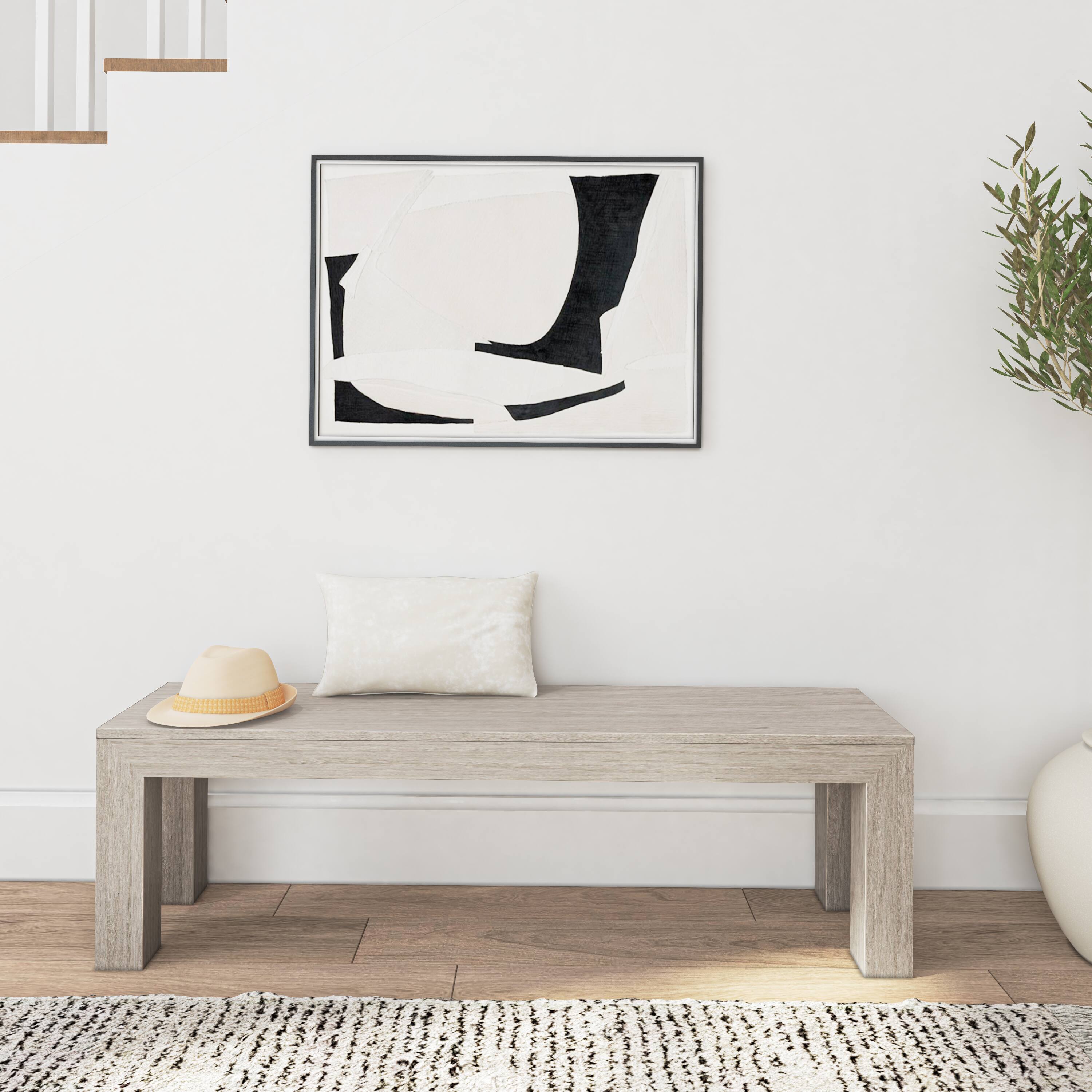 Alt View 3. Plank+Beam - Modern Dining Bench, Seashell Wirebrush - Seashell Wirebrush.