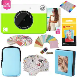Kodak - Printomatic Instant Camera Gift Bundle with Blue Case, 20 Zink Sheets, Album & More - Green