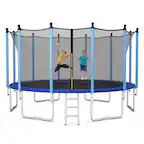 Front. Gymax - Gymax 16FT Jumping Exercise Recreational Bounce Trampoline for Kids W/Safety Enclosure - Black.