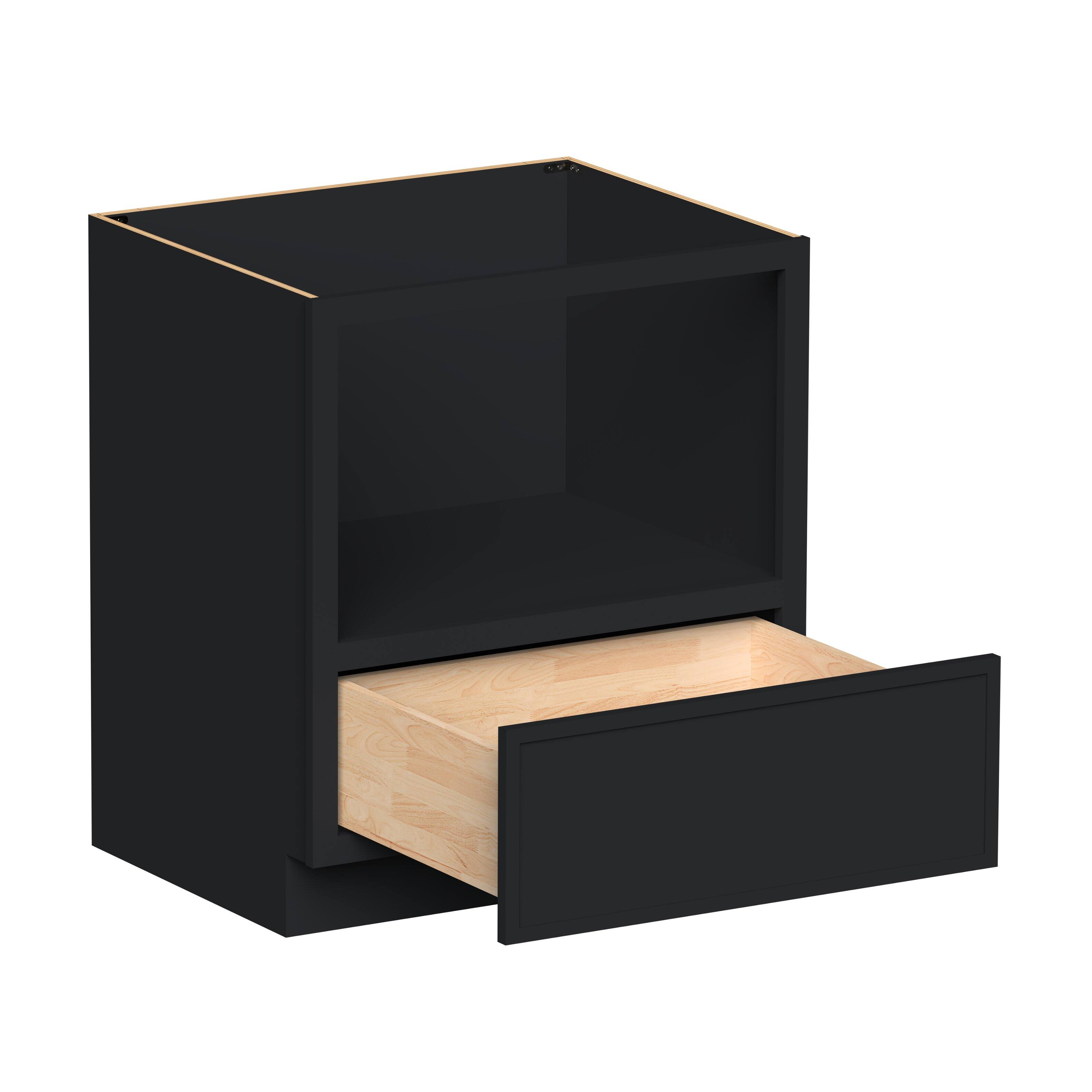 Angle. Boyel Living - 30-in W x 34.5-in H x 24-in D Shaker RTA Kitchen Base Microwave Cabinet with Soft-Close - Black.