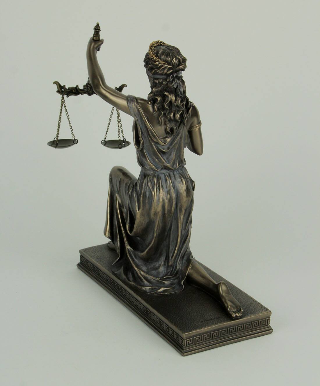 Alt View 2. Veronese Design - Bronze Finish Lady Justice Kneeling Holding Balance Scales and Sword Statue - Bronze.