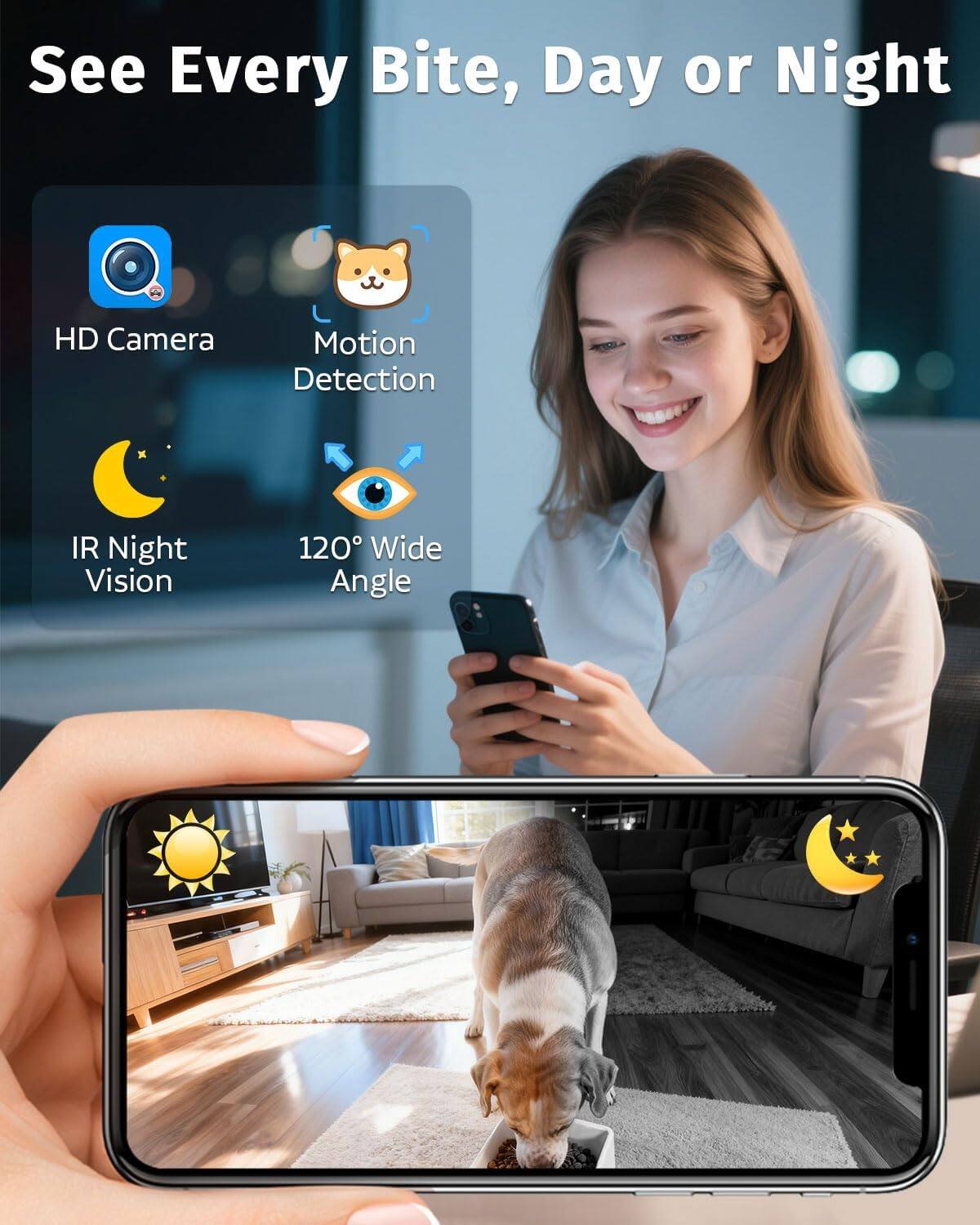 See Every Bite, Day or Night

HD Camera
Motion Detection
IR Night Vision
120° Wide Angle