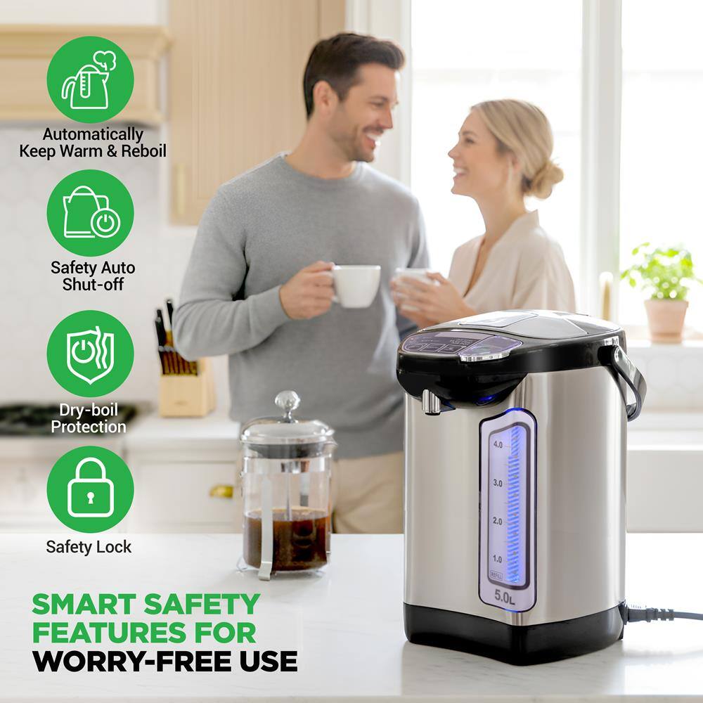 Automatically Keep Warm & Reboil  
Safety Auto Shut-off  
Dry-boil Protection  
Safety Lock  

SMART SAFETY FEATURES FOR WORRY-FREE USE  

5.0L