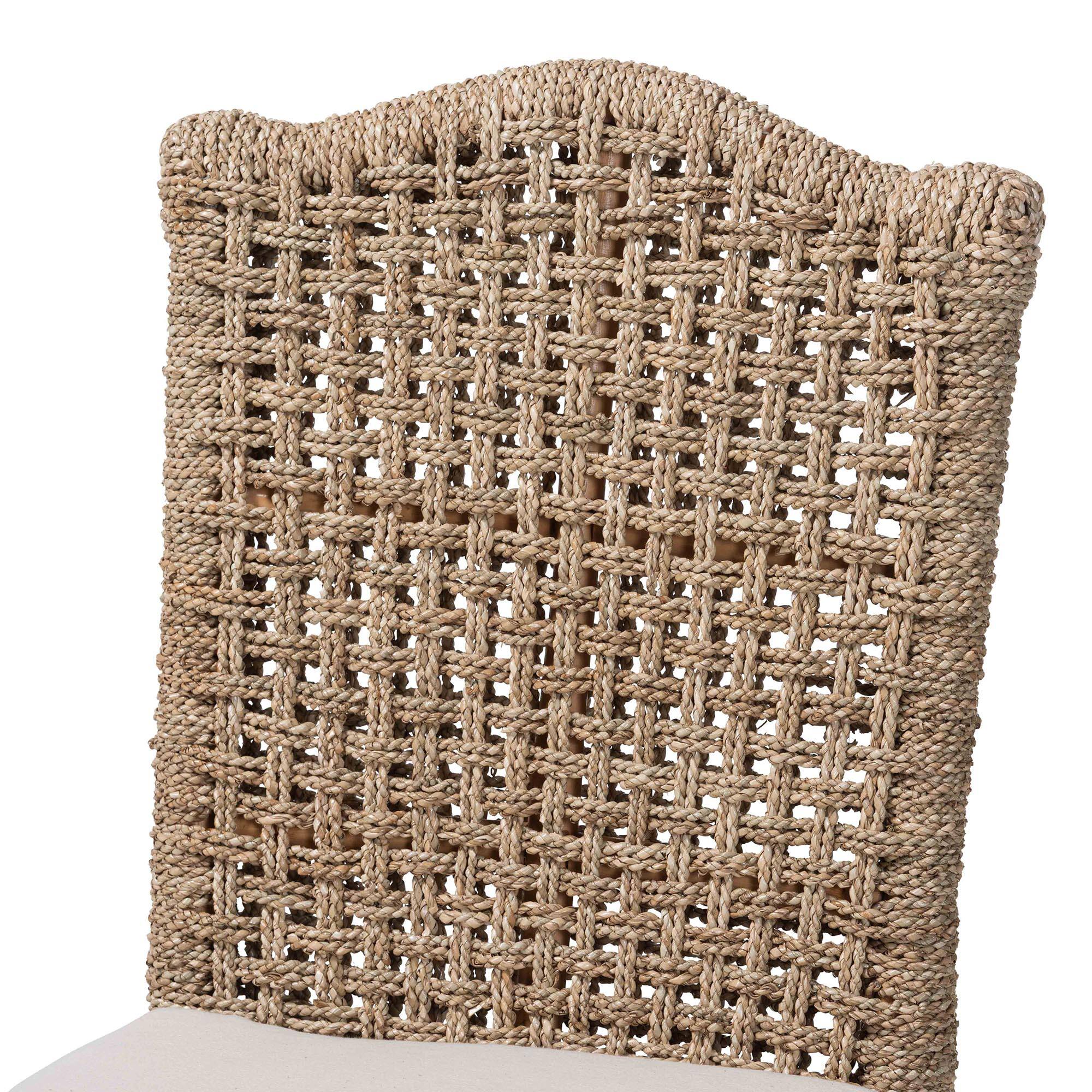 Back. bali & pari - Nitya Natural Rattan and Seagrass Camelback 2-Piece Dining Chair Set - Natural Rattan/Natural Brown.