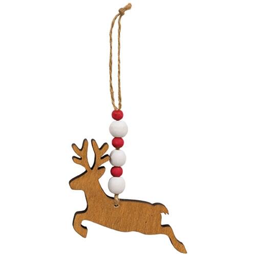 Back. BreeBe - 3/Set Beaded Jumping Reindeer Ornaments - Brown.