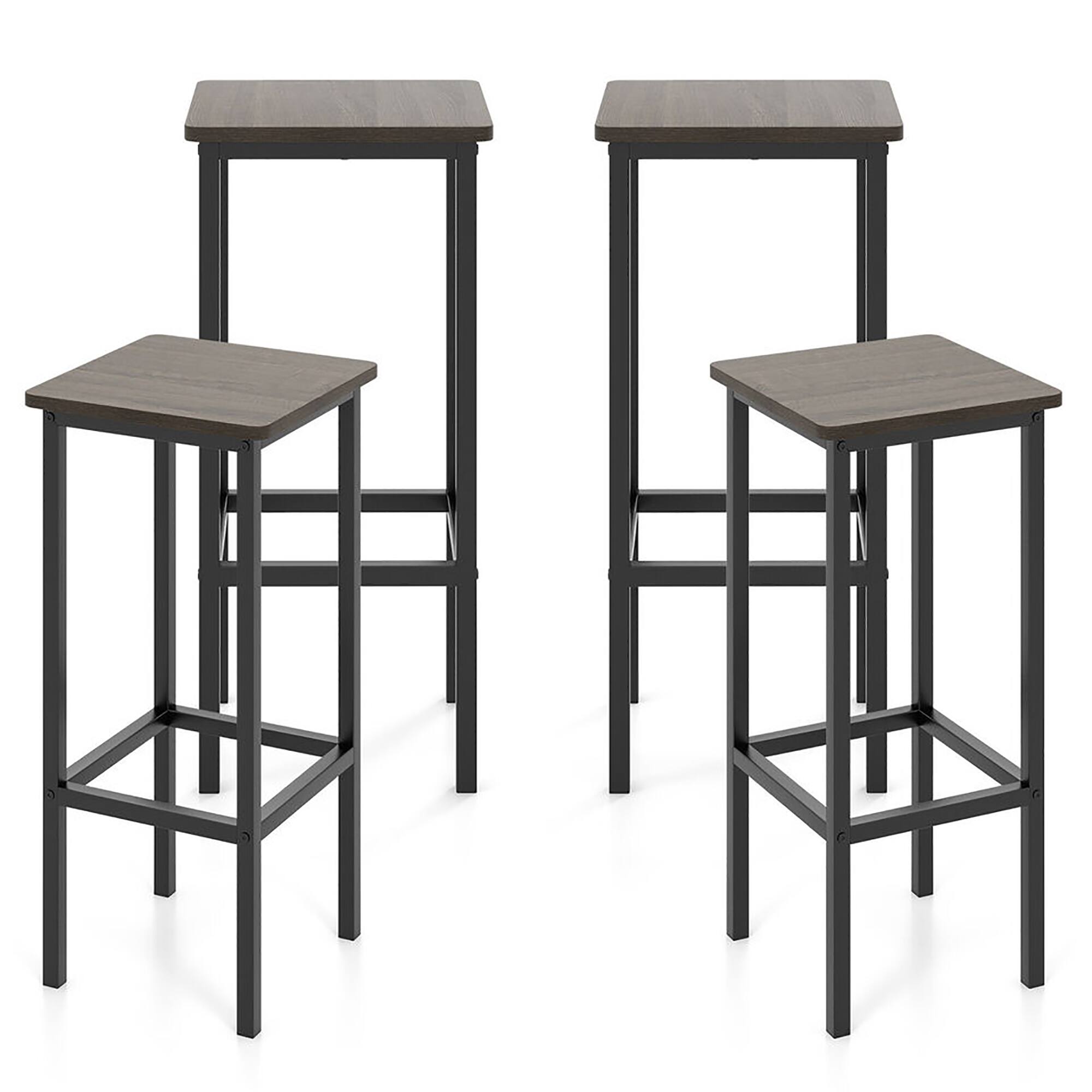 Alt View 7. Gymax - Gymax 4PCS 26'' Bar Stool Set w/ Metal Frame Footrest Backless Counter Height Stool Gray - Gray.