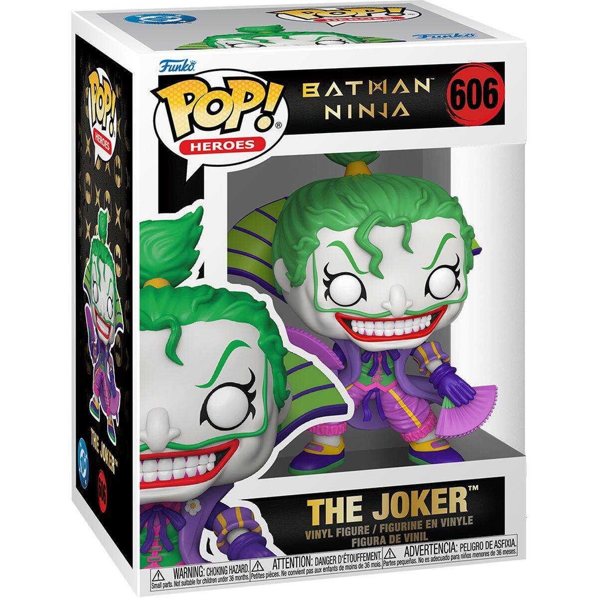 PY bR Funko BATMAN NINJA 606 M POP! NINJA HEROES THE JOKER VINYLE FIGURINE EN FIGURE / VINYL DE VINIL FIGURA PELIGRO DE ASFIXIA D'TOUFFEMENT ADVERTENCIA: para mitos menores de 36 meses. ATTENTION: DANGER petites. No i adecuado A de 36 mois. Partes HAZARD. entants de moins WARNING: CHOKING S convient pos a under 3 months Protes pices. Not sultable tr children Smal pa