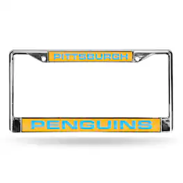 Rico Industries - Pittsburgh Penguins NHL Chrome Metal Laser Cut License Plate Frame - Multi