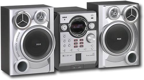 RCA 300W Bookshelf Compact Stereo System with 5-Disc CD Changer RS2664 ...