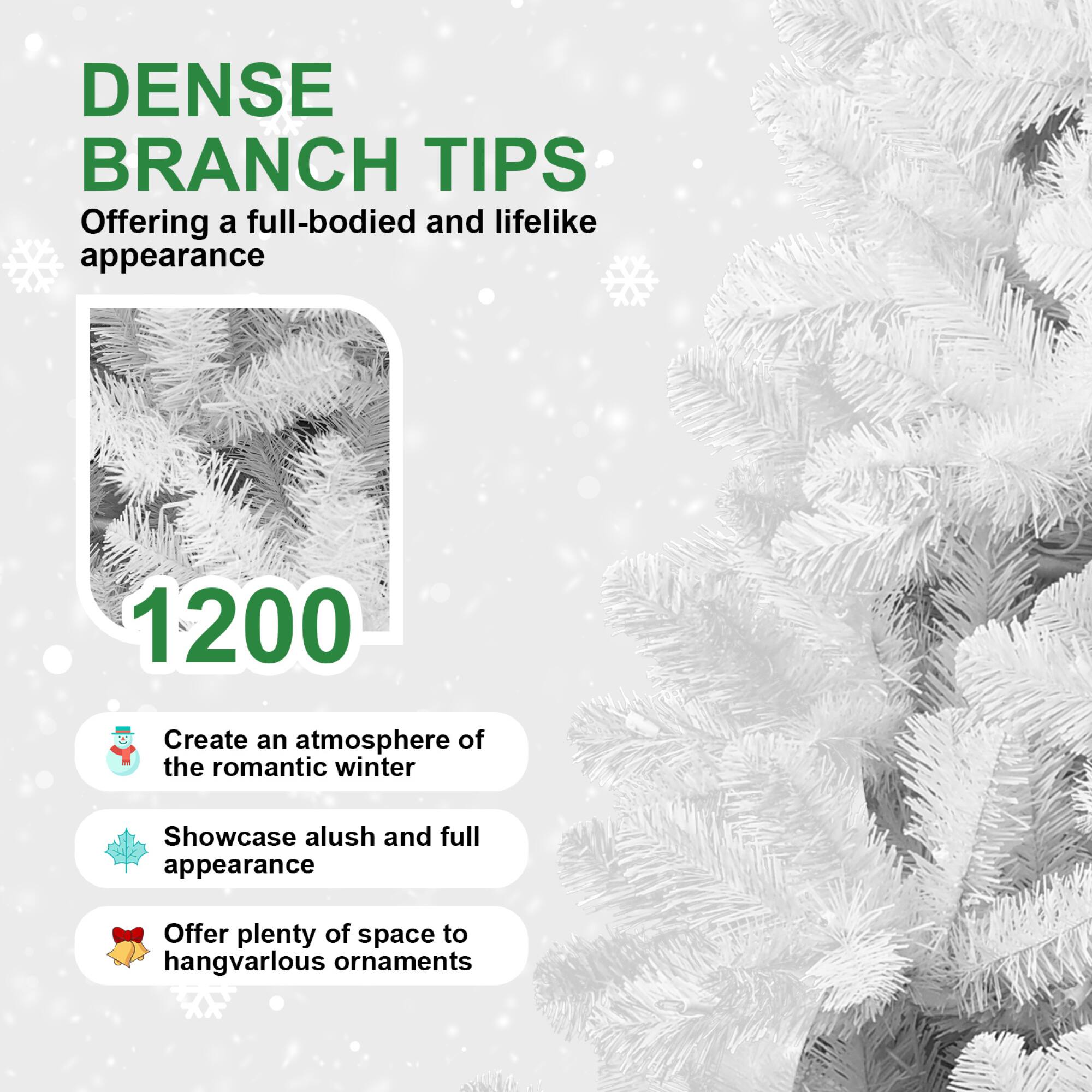 DENSE BRANCH TIPS  
Offering a full-bodied and lifelike appearance  

1200  

- Create an atmosphere of the romantic winter  
- Showcase lush and full appearance  
- Offer plenty of space to hang various ornaments