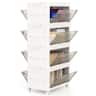 Costway - 4-Tier Stackable Storage Bins 44-gal Collapsible Storage Boxes with Lid Organizer - White,Brown
