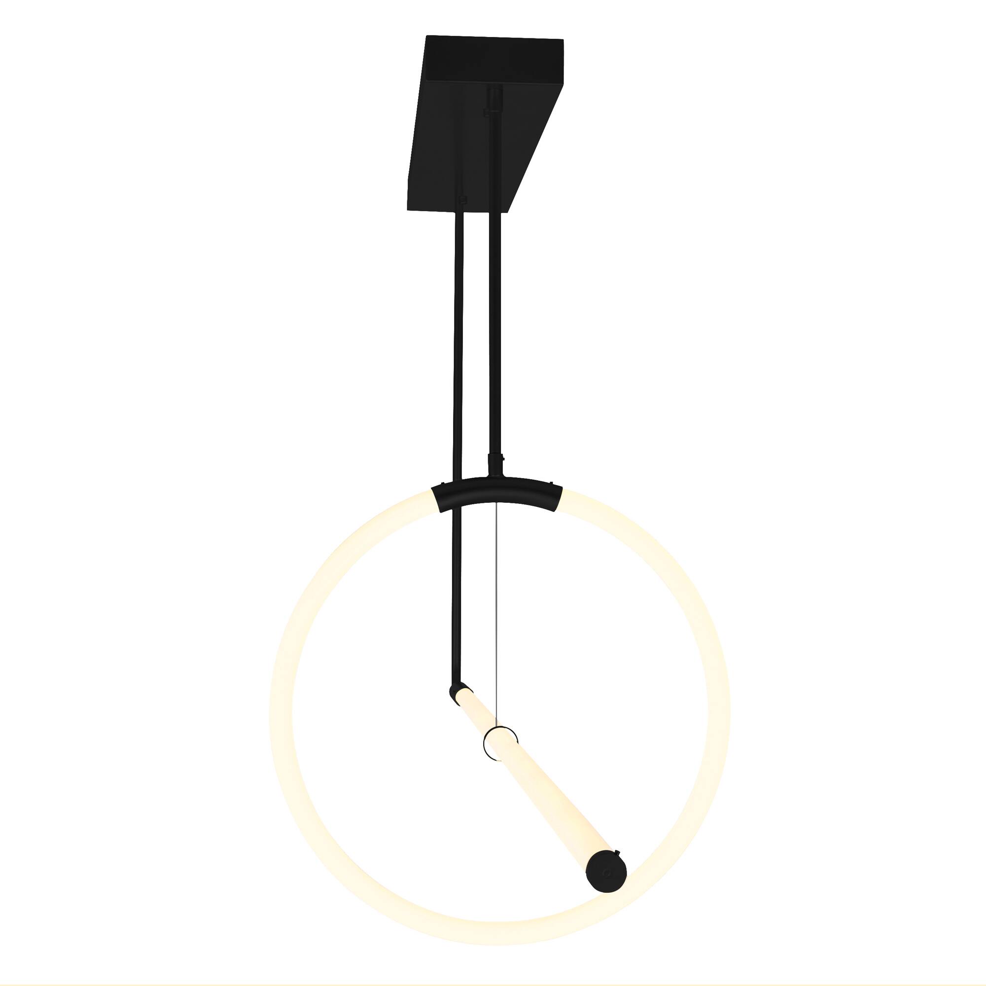 Angle. CWI Lighting - Hoops 2 Light LED Chandelier With Black Finish - Black.