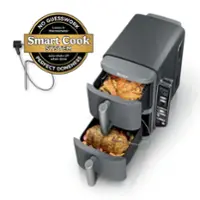 Ninja - Smart DoubleStack XL 2-Basket Air Fryer with Leave-in Thermometer, 10 QT, 6-in-1 Smart Cook System, Space Saving Design - Deep Gray - Front_Zoom