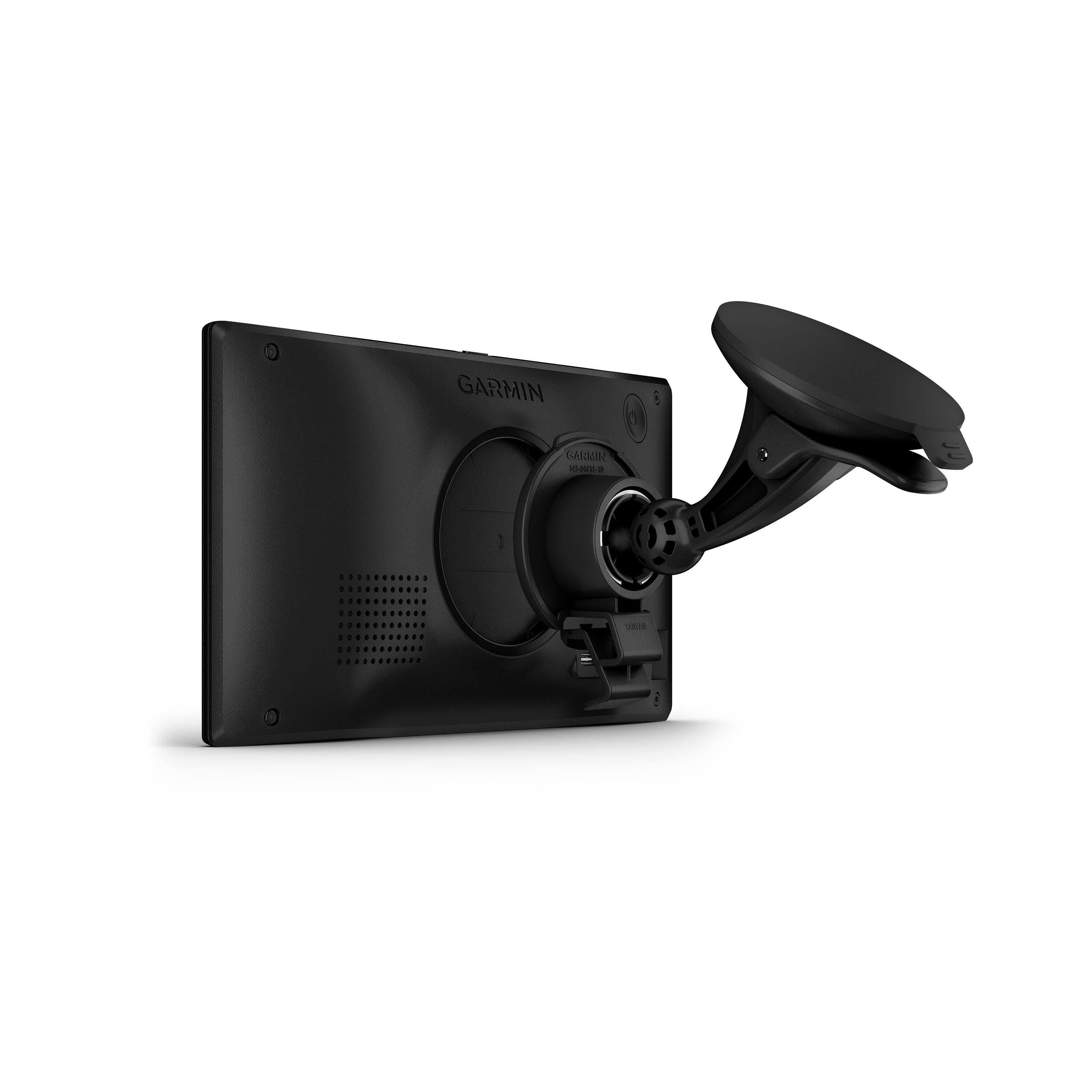 The image features a Garmin GALSUM device, which is a combination of a laptop and a GPS device. The device is mounted on a wall, and it has a black case and a black wheel. The Garmin GALSUM is designed to provide users with a convenient and efficient way to access GPS navigation and other features while using a laptop.