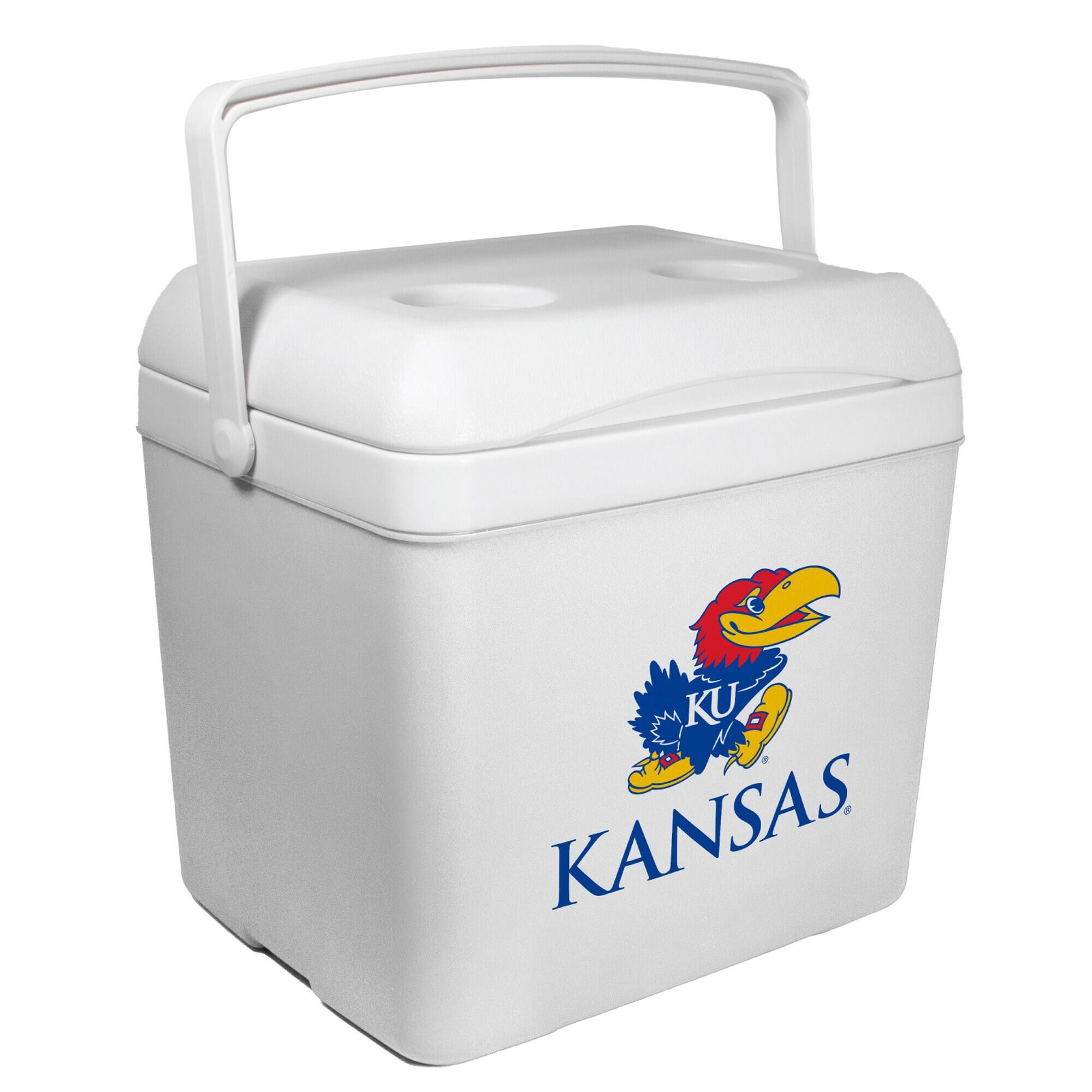 Front. Indigo Falls - White Kansas Jayhawks 24-Can Tailgate Cooler - White.