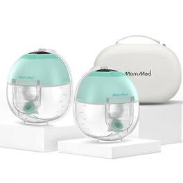 MomMed - Wearable Breast Pump Double Pro with Case - Ultra-Quiet & Leakproof Hands-Free Pump with Night Light, 4 Modes - Green