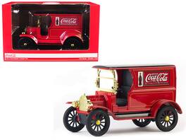 1917 Ford Model T Cargo Van "Coca-Cola" Top 1/24 Diecast Model Car by Motorcity Classics - Red with Black