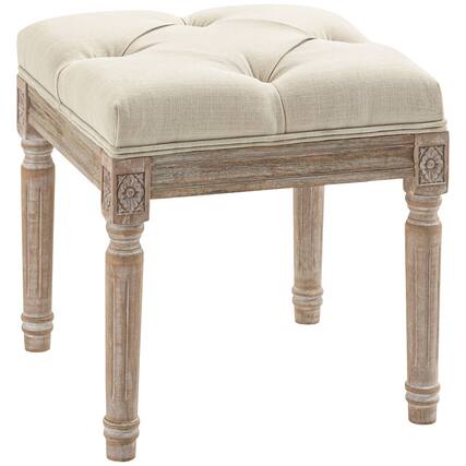 Front. Homcom - Ottoman Bench Vintage Footrest w/ Button Tufted Seat - Beige.