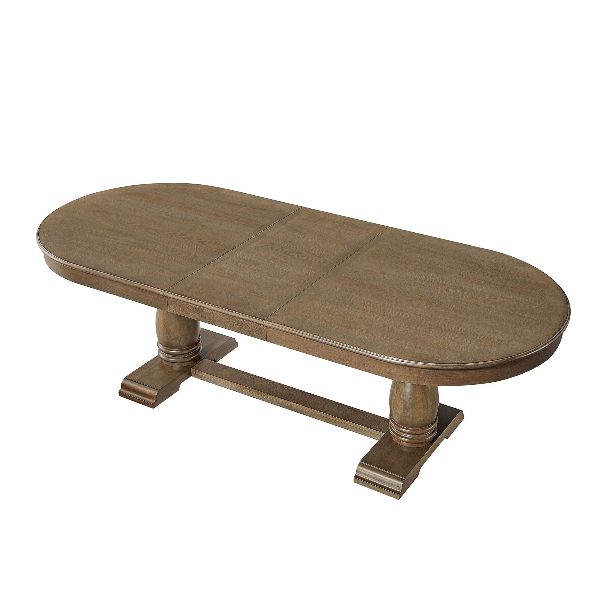 Back. Tiramisubest - 94" Extendable Wooden Dining Table for 6 Persons,Mid Century Modern Long Expandable Curved Dining Table,White Oak - White Oak.