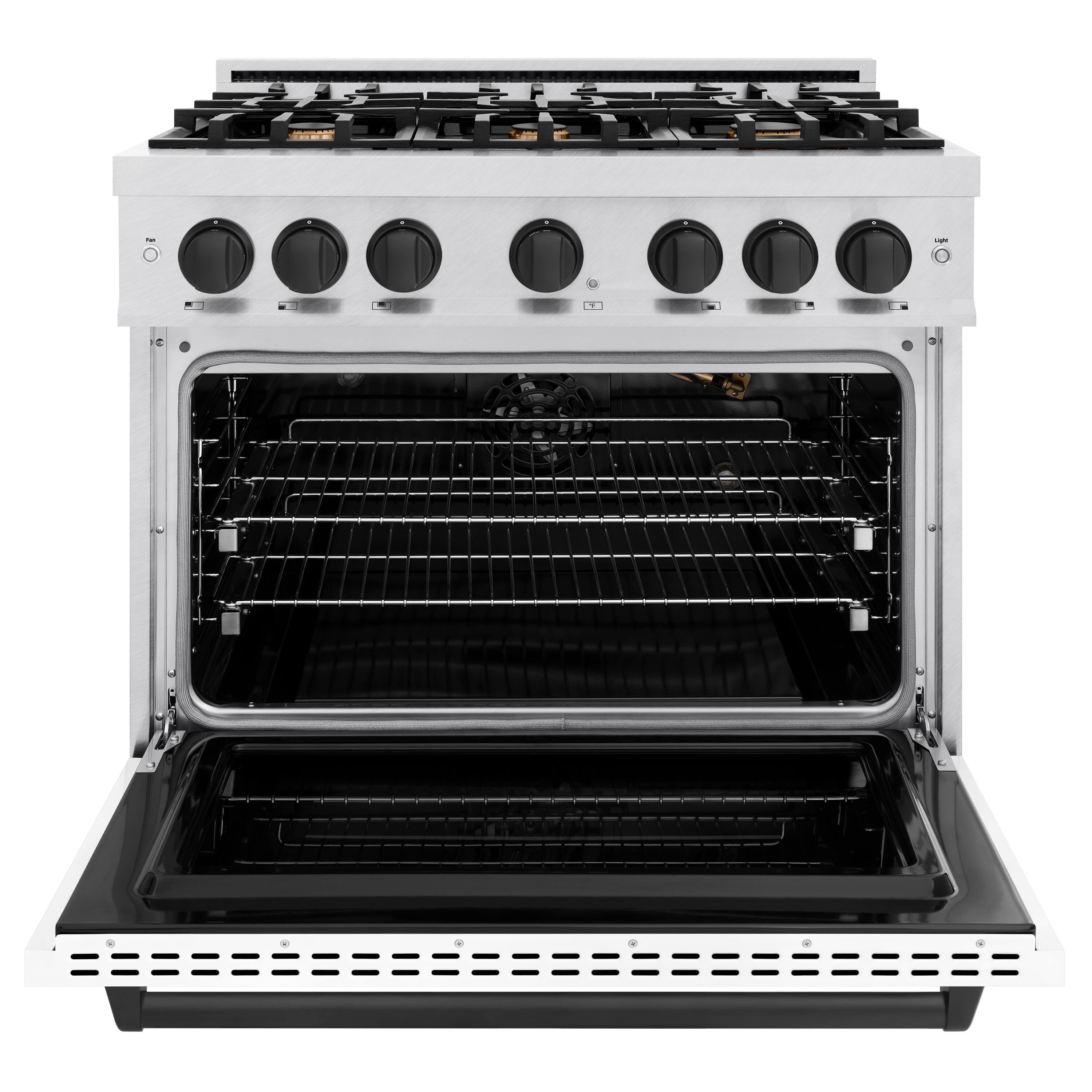 Alt View 1. ZLINE - ZLINE Autograph 36 in. Classic Satin Steel Gas Range with Black Accents (CGRSZ-WM-36-MB) - White.