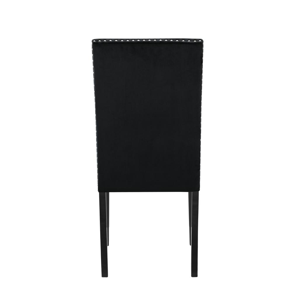 Alt View 4. New Classic Furniture - Furniture 37.75" Velvet & Wood Dining Chair in Black (Set of 2) - Black.