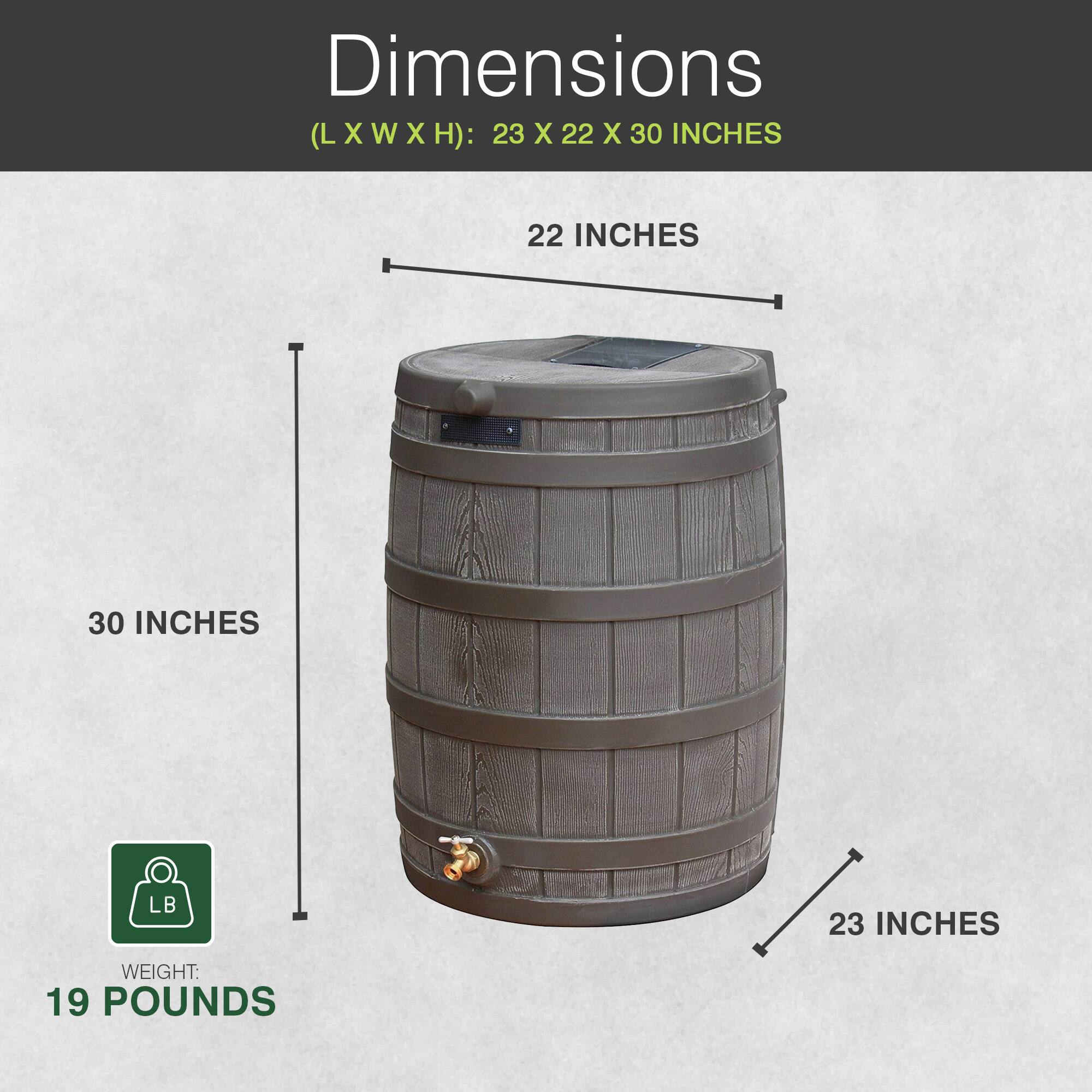 Dimensions (L x W x H): 23 x 22 x 30 inches  
Weight: 19 pounds