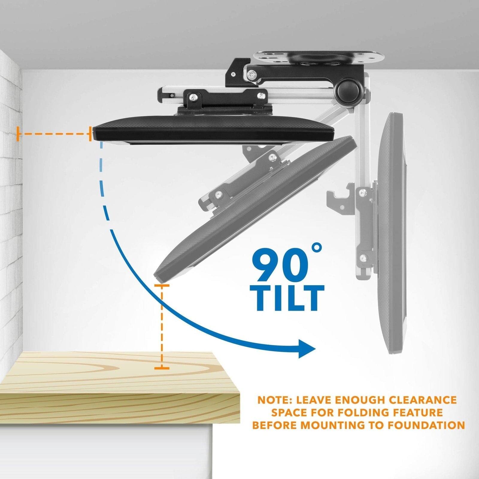 90° TILT

NOTE: LEAVE ENOUGH CLEARANCE SPACE FOR FOLDING FEATURE BEFORE MOUNTING TO FOUNDATION