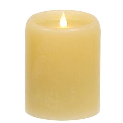 Angle. BreeBe - *Illure Ivory Wax Pillar 4" x 5" - Ivory.