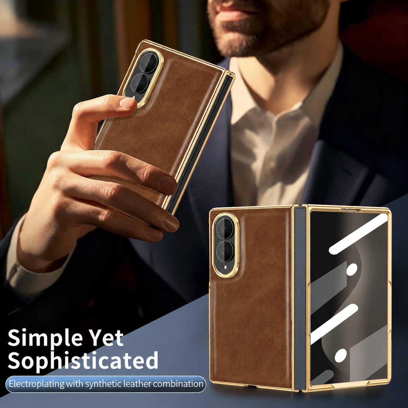 Simple Yet Sophisticated  
Electroplating with synthetic leather combination