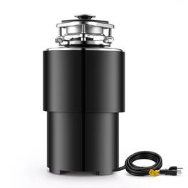 VEVOR - Food Waste Garbage Disposal, 3/4HP 1500RPM AC Motor, Continuous Feed Kitchen Sink Garbage Disposer, 3-Bolt Mount Food - Black