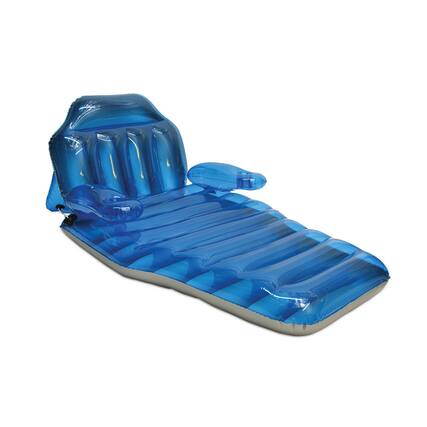 Front. Swim Central - 80" Inflatable Transparent Blue Adjustable Swimming Pool Lounger - Blue.