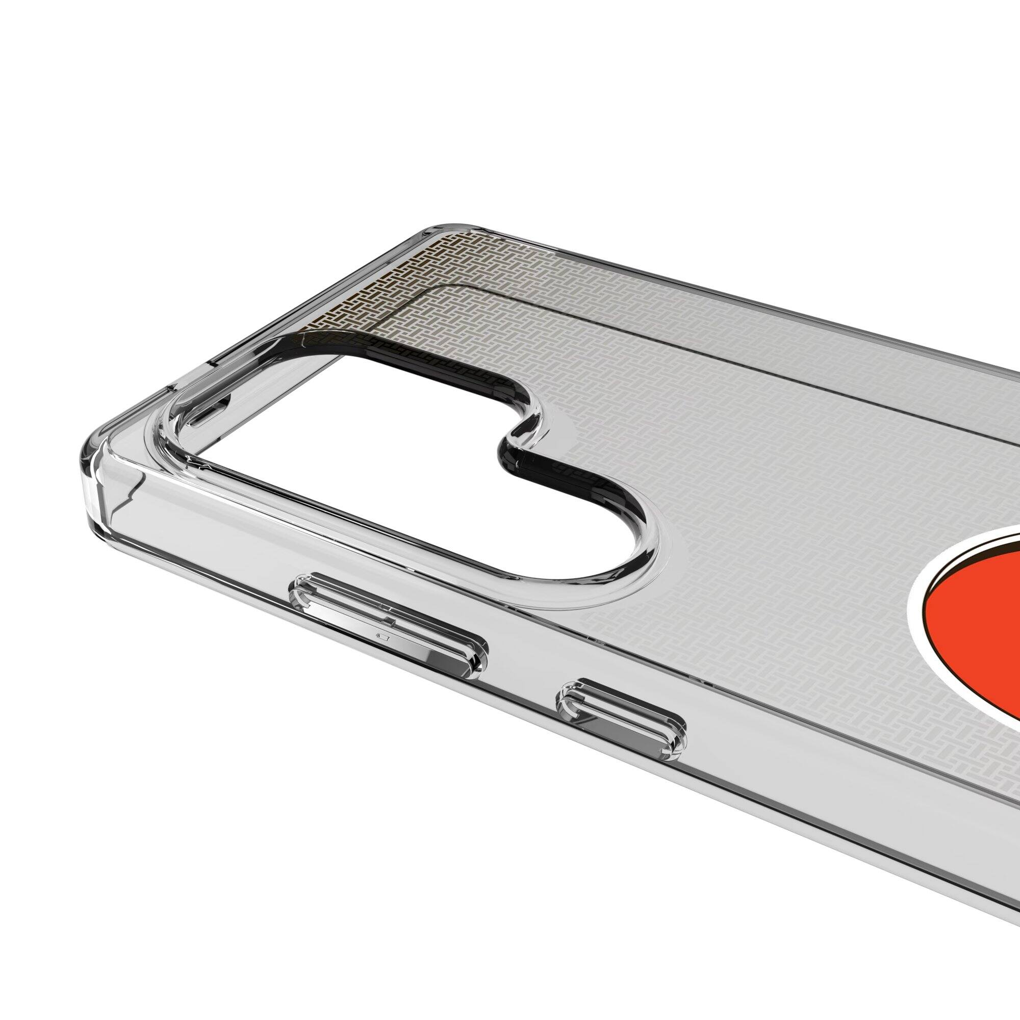 Alt View 2. Keyscaper - Cleveland Browns Linen Logo Galaxy Clear Case - S24 Ultra - Multicolor.