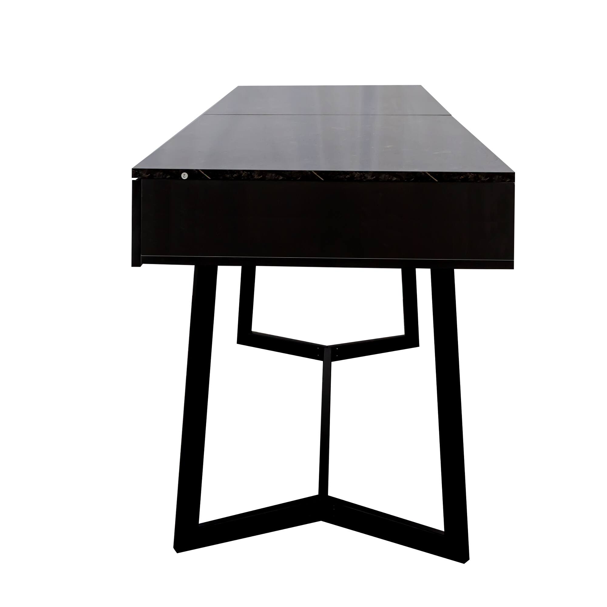 Alt View 9. Tiramisubest - Modern Black 70.87" Computer Desk, Study & Work Desk, Y-Shaped Metal Legs - Black.