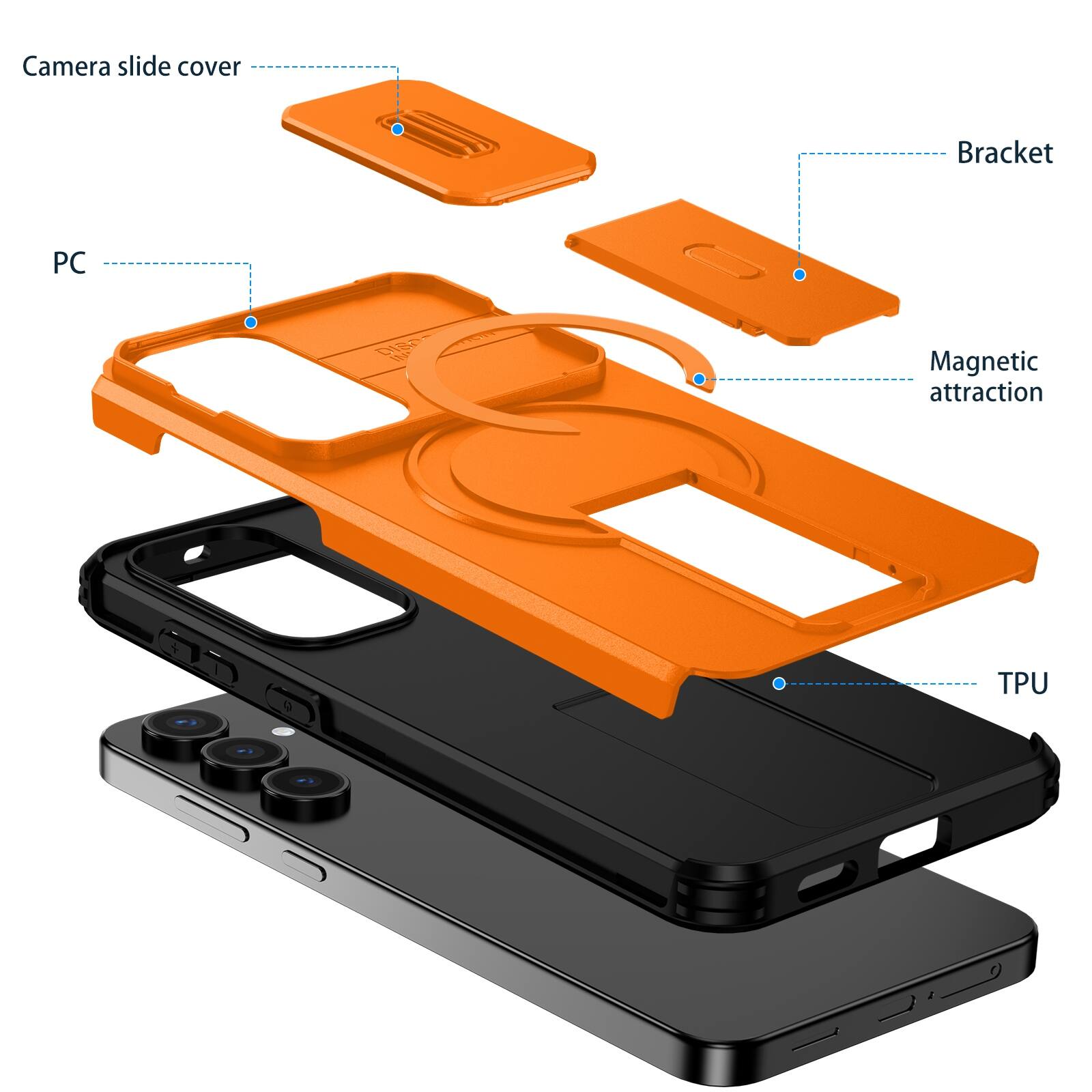 Camera slide cover  
Bracket  
PC  
Magnetic attraction  
TPU