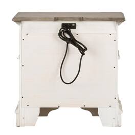 Liberty Furniture Industries - Abbey Park 2 Drawer Night Stand w/ Charging Station in Antique - White
